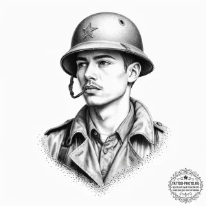 Tattoo sketch soldier in a trench, tattoo fla... - эскиз тату (№1756651554_0, 31.08.2025 14:45) — tattoo-photo.ru