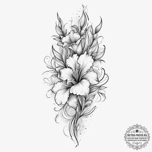 Tattoo sketch gladiolus, concept art for tatt... - эскиз тату (№1756652558_0, 31.08.2025 15:02) — tattoo-photo.ru