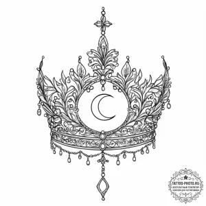 Tattoo sketch tiara with a moon, tattoo drawi... - эскиз тату (№1756653368_0, 31.08.2025 15:16) — tattoo-photo.ru