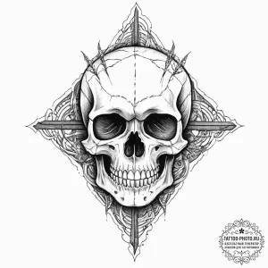 Tattoo sketch узор в виде черепа с землей, in... - эскиз тату (№1756654164_0, 31.08.2025 15:29) — tattoo-photo.ru