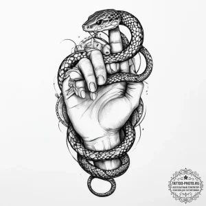 Tattoo sketch hands with a snake - эскиз тату (№1756655581_0, 31.08.2025 15:53) — tattoo-photo.ru