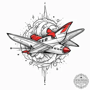 Tattoo sketch cosmic plane, tattoo flash shee... - эскиз тату (№1756657385_0, 31.08.2025 16:23) — tattoo-photo.ru