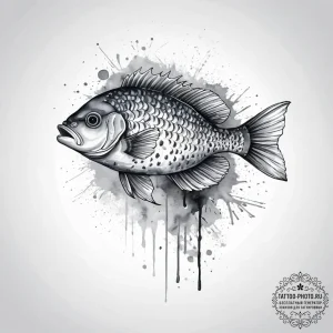 Tattoo sketch crappie, tattoo line art, on a... - эскиз тату (№1756657983_0, 31.08.2025 16:33) — tattoo-photo.ru
