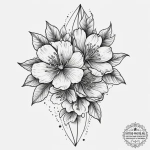 Tattoo sketch cherry blossom, ink illustratio... - эскиз тату (№1756658585_0, 31.08.2025 16:43) — tattoo-photo.ru