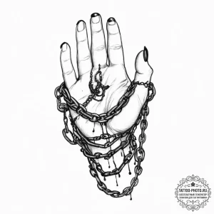Tattoo sketch hands with a chain, tattoo flas... - эскиз тату (№1756659787_0, 31.08.2025 17:03) — tattoo-photo.ru