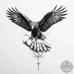 Tattoo sketch hands with a vulture, concept a... - эскиз тату (№1756670162_0, 31.08.2025 19:56) — tattoo-photo.ru