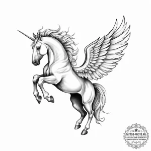 Tattoo sketch pegasus tattoo - эскиз тату (№1756679258_0, 31.08.2025 22:27) — tattoo-photo.ru