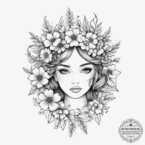 Tattoo sketch flower crown tattoo, tattoo dra... - эскиз тату (№1756680043_0, 31.08.2025 22:40) — tattoo-photo.ru