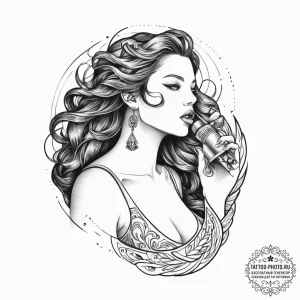 Tattoo sketch siren calling - эскиз тату (№1756680632_0, 31.08.2025 22:50) — tattoo-photo.ru