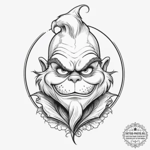 Tattoo sketch the grinch with a claw, tattoo... - эскиз тату (№1756681613_0, 31.08.2025 23:06) — tattoo-photo.ru