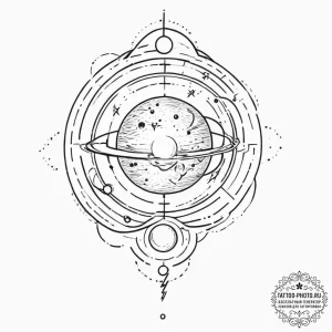 Tattoo sketch cosmic world, concept art for t... - эскиз тату (№1756681810_0, 31.08.2025 23:10) — tattoo-photo.ru