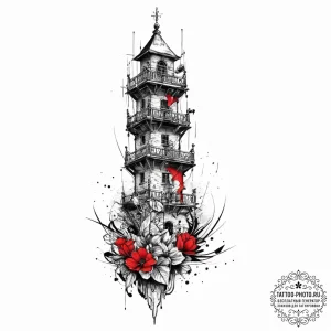 Tattoo sketch tower, artistic tattoo sketch,... - эскиз тату (№1756693926_0, 01.09.2025 02:32) — tattoo-photo.ru