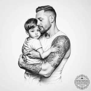 Tattoo sketch a father's embrace - эскиз тату (№1756698092_0, 01.09.2025 03:41) — tattoo-photo.ru