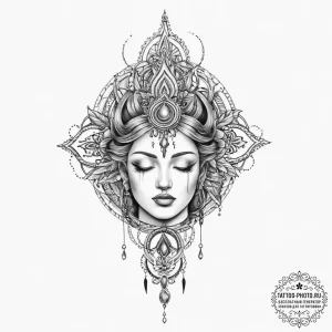 Tattoo sketch divine existence - эскиз тату (№1756701852_0, 01.09.2025 04:44) — tattoo-photo.ru