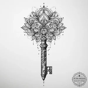 Tattoo sketch old key with a quote, tattoo dr... - эскиз тату (№1756703038_0, 01.09.2025 05:03) — tattoo-photo.ru