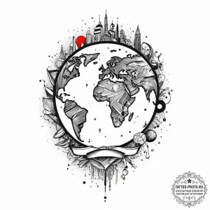 Tattoo sketch earth, concept art for tattoo,... - эскиз тату (№1756703829_0, 01.09.2025 05:17) — tattoo-photo.ru