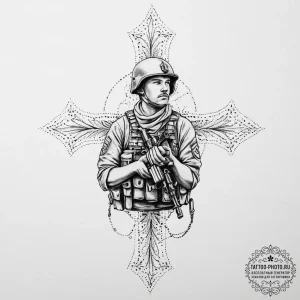 Tattoo sketch soldier with a needle, tattoo d... - эскиз тату (№1756707988_0, 01.09.2025 06:26) — tattoo-photo.ru