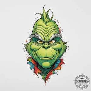 Tattoo sketch the grinch with a foot, ink ill... - эскиз тату (№1756708184_0, 01.09.2025 06:29) — tattoo-photo.ru