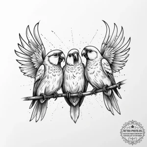 Tattoo sketch love birds with a quote, tattoo... - эскиз тату (№1756708576_0, 01.09.2025 06:36) — tattoo-photo.ru