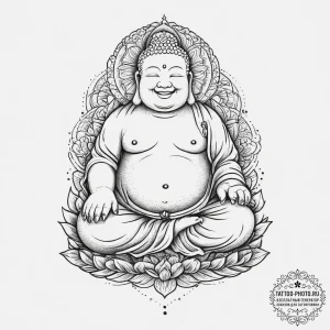 Tattoo sketch laughing buddha, tattoo drawing... - эскиз тату (№1756709561_0, 01.09.2025 06:52) — tattoo-photo.ru