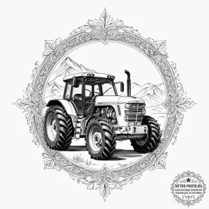 Tattoo sketch farmer a person with a tractor,... - эскиз тату (№1756710749_0, 01.09.2025 07:12) — tattoo-photo.ru