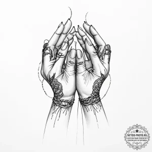 Tattoo sketch hands with a thread - эскиз тату (№1756711341_0, 01.09.2025 07:22) — tattoo-photo.ru