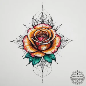 Tattoo sketch sun with a rose, tattoo drawing... - эскиз тату (№1756713518_0, 01.09.2025 07:58) — tattoo-photo.ru