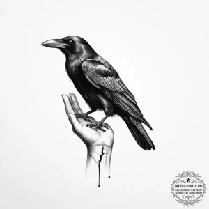 Tattoo sketch hands with a crow - эскиз тату (№1756715490_0, 01.09.2025 08:31) — tattoo-photo.ru