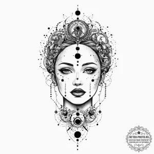 Tattoo sketch cosmic person, artistic tattoo... - эскиз тату (№1756719271_0, 01.09.2025 09:34) — tattoo-photo.ru