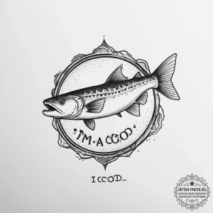Tattoo sketch puns a cod that says "i'm a cod... - эскиз тату (№1756720447_0, 01.09.2025 09:54) — tattoo-photo.ru