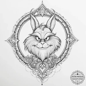 Tattoo sketch the grinch with a tail, tattoo... - эскиз тату (№1756721042_0, 01.09.2025 10:04) — tattoo-photo.ru
