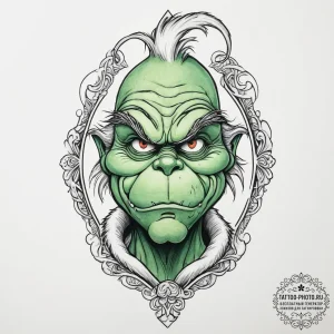 Tattoo sketch the grinch with a hand, tattoo... - эскиз тату (№1756724416_0, 01.09.2025 11:00) — tattoo-photo.ru