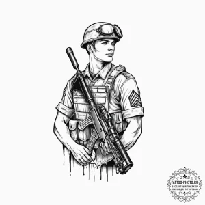 Tattoo sketch soldier with a document, tattoo... - эскиз тату (№1756724615_0, 01.09.2025 11:03) — tattoo-photo.ru