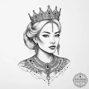 Tattoo sketch queen tattoo - эскиз тату (№1756761833_0, 01.09.2025 21:23) — tattoo-photo.ru