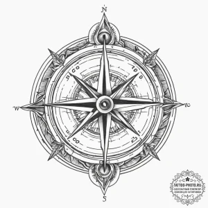 Tattoo sketch компас, artistic tattoo sketch,... - эскиз тату (№1756765250_0, 01.09.2025 22:20) — tattoo-photo.ru