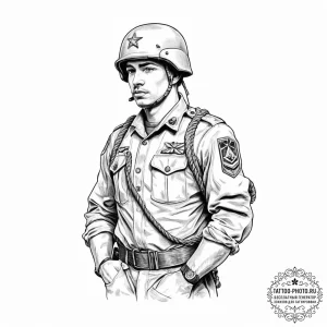 Tattoo sketch soldier with a rope, tattoo lin... - эскиз тату (№1756767239_0, 01.09.2025 22:53) — tattoo-photo.ru