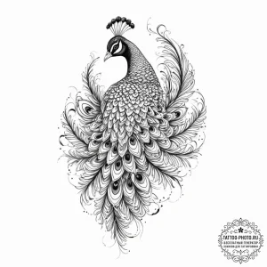 Tattoo sketch peacock tattoo - эскиз тату (№1756767440_0, 01.09.2025 22:57) — tattoo-photo.ru