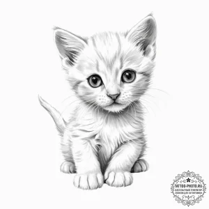 Tattoo sketch playful kitten - эскиз тату (№1756767640_0, 01.09.2025 23:00) — tattoo-photo.ru