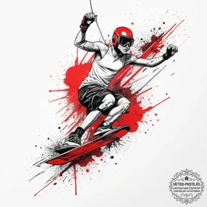 Tattoo sketch wakeboarding person on a wakebo... - эскиз тату (№1756768626_0, 01.09.2025 23:17) — tattoo-photo.ru
