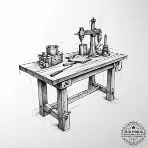 Tattoo sketch woodworking a table - эскиз тату (№1756774378_0, 02.09.2025 00:52) — tattoo-photo.ru