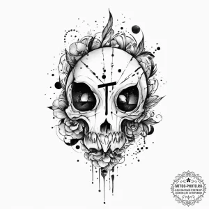 Tattoo sketch trash polka реализм и шрифт - эскиз тату (№1756778064_0, 02.09.2025 01:54) — tattoo-photo.ru