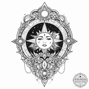 Tattoo sketch celestial tattoo, tattoo flash... - эскиз тату (№1756778453_0, 02.09.2025 02:00) — tattoo-photo.ru