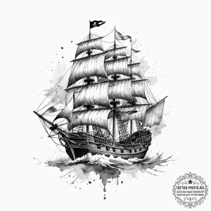 Tattoo sketch historical pirate ship, tattoo... - эскиз тату (№1756784185_0, 02.09.2025 03:36) — tattoo-photo.ru
