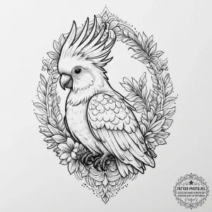 Tattoo sketch puns a cockatoo that says "i'm... - эскиз тату (№1756791175_0, 02.09.2025 05:32) — tattoo-photo.ru