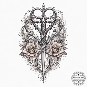 Tattoo sketch magical scissors, tattoo flash... - эскиз тату (№1756791379_0, 02.09.2025 05:36) — tattoo-photo.ru