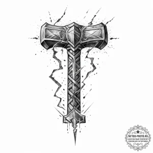 Tattoo sketch mjolnir with lightning - эскиз тату (№1756794362_0, 02.09.2025 06:26) — tattoo-photo.ru