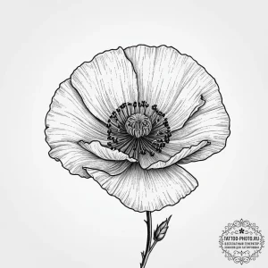 Tattoo sketch corn poppy, tattoo line art, on... - эскиз тату (№1756794958_0, 02.09.2025 06:35) — tattoo-photo.ru