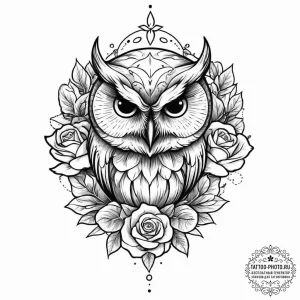 Tattoo sketch owl tattoo, artistic tattoo ske... - эскиз тату (№1756800529_0, 02.09.2025 08:08) — tattoo-photo.ru
