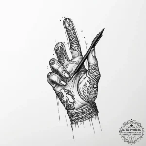 Tattoo sketch hands with a pen - эскиз тату (№1756801904_0, 02.09.2025 08:31) — tattoo-photo.ru