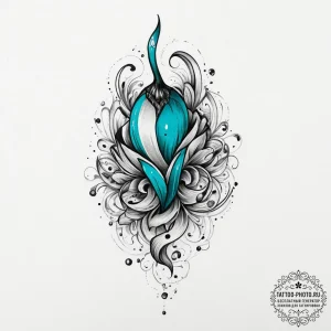Tattoo sketch turquoise, ink illustration for... - эскиз тату (№1756802104_0, 02.09.2025 08:35) — tattoo-photo.ru